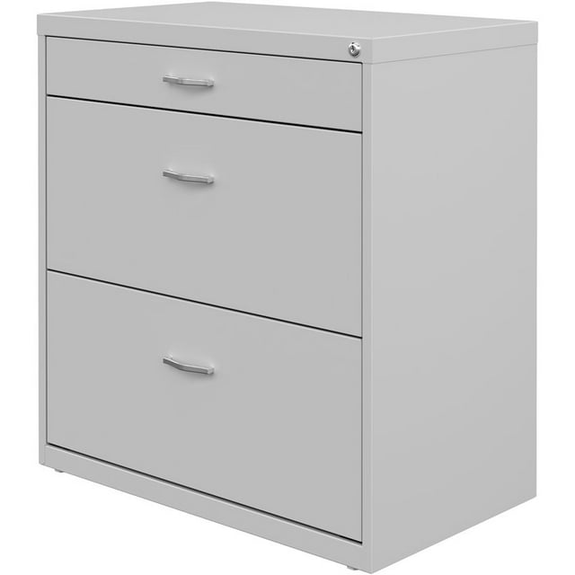 Space Solutions 30" W Metal 3 Drawer Home Office File Cabinet Silver
