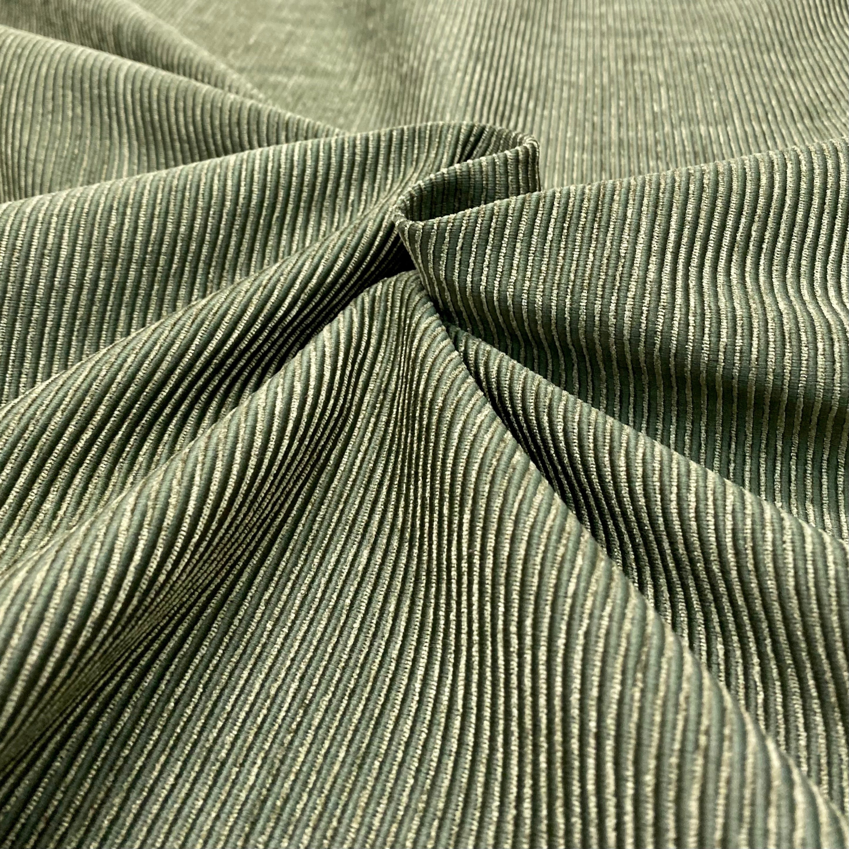 Moss Green Ribbed Polyester Fabric | Upholstery | Heavy Weight | 54 Wide |  By the Yard | Ultra Durable