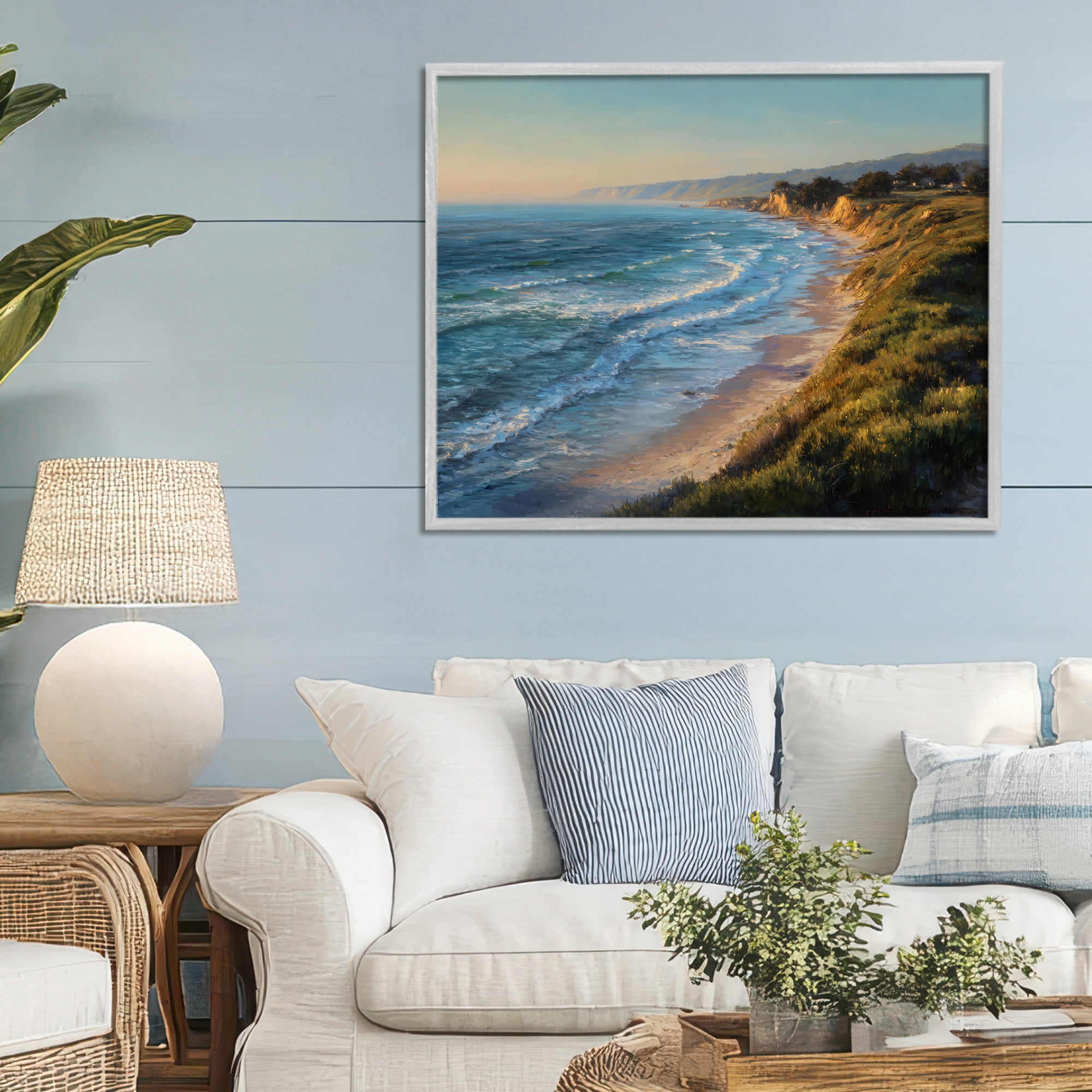 Stupell Industries Rounded Coastline View Gray Framed Giclee Art, design by Franklyn Gregory