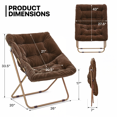 thumbnail image 2 of MoNiBloom Folding Saucer Chair Set of 2, Oversized Faux Fur Lounge Reading Seat with Thick Padded Metal Frame, for Bedroom Living Room, Brown, 2 of 9