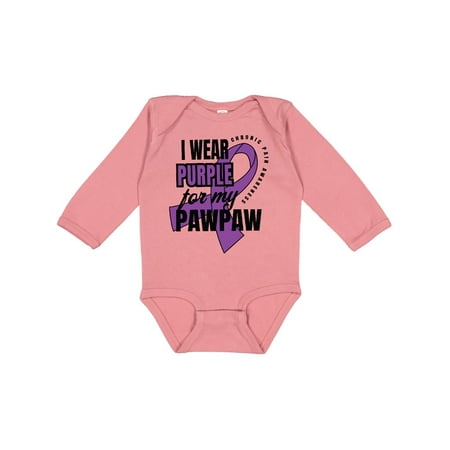 

Inktastic Chronic Pain I Wear Purple For My Pawpaw Gift Baby Boy or Baby Girl Long Sleeve Bodysuit