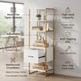 thumbnail image 7 of Yardi Yarda 5-Tier Narrow Bookcase with 4 Open Shelves and Storage Drawer-White, 7 of 7