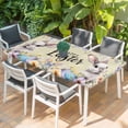 thumbnail image 2 of Happy Easter Table Cloths for 6 Foot Rectangle Tables, Spring Grey Bunny Colorful Eggs Flower Brown Patio Waterproof Elastic Fitted Tablecloths, Washable Rectangular Table Cover for Camping, 2 of 8