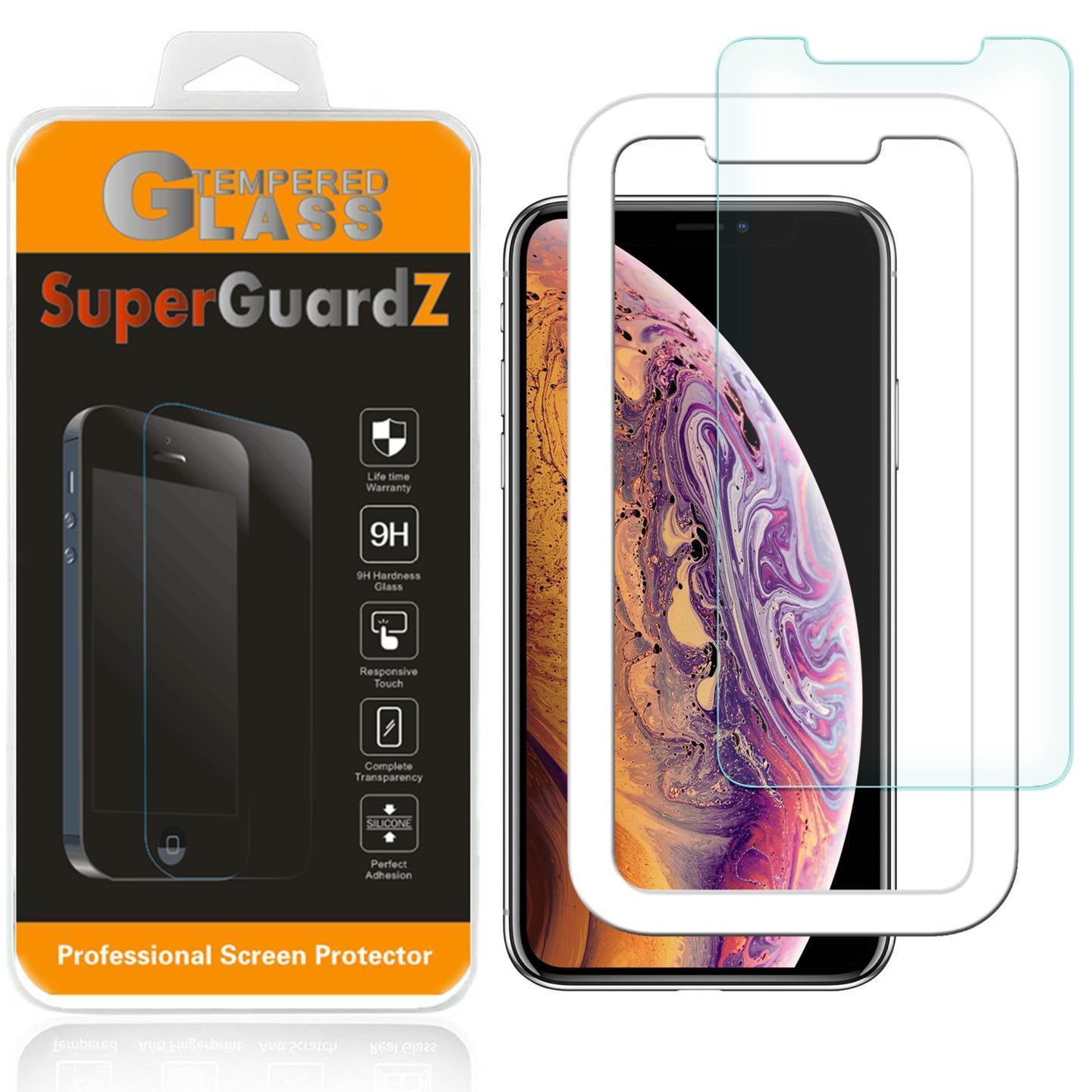 For iPhone XR - SuperGuardZ Tempered Glass Screen Protector, 9H, Anti-Scratch + Installation Tray