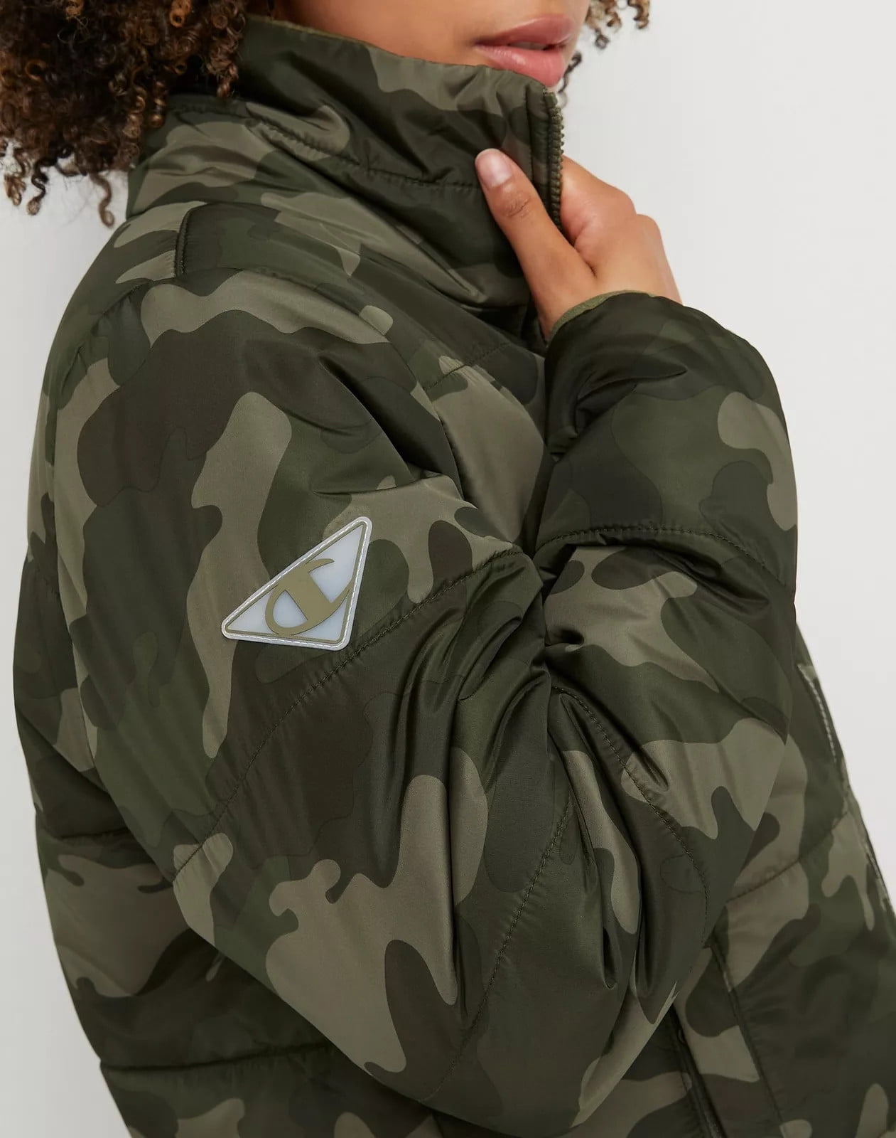 Champion Puffer Women s Jacket Lightweight Recycled Fill Camo Cargo Olive Small Walmart