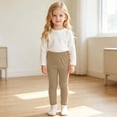 thumbnail image 6 of Hurxie Girls Ribbed Jersey Leggings Kids Warm Footless Tights Ruffles Knit Pants, 6 of 7