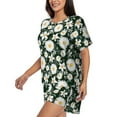 thumbnail image 2 of "Wukai White Daisies and Bee Women's Pajama Set - Short-Sleeve Top and Shorts with Elastic Waistband and Pockets for Loungewear, Yoga, and Casual Wear-Small, 2 of 8