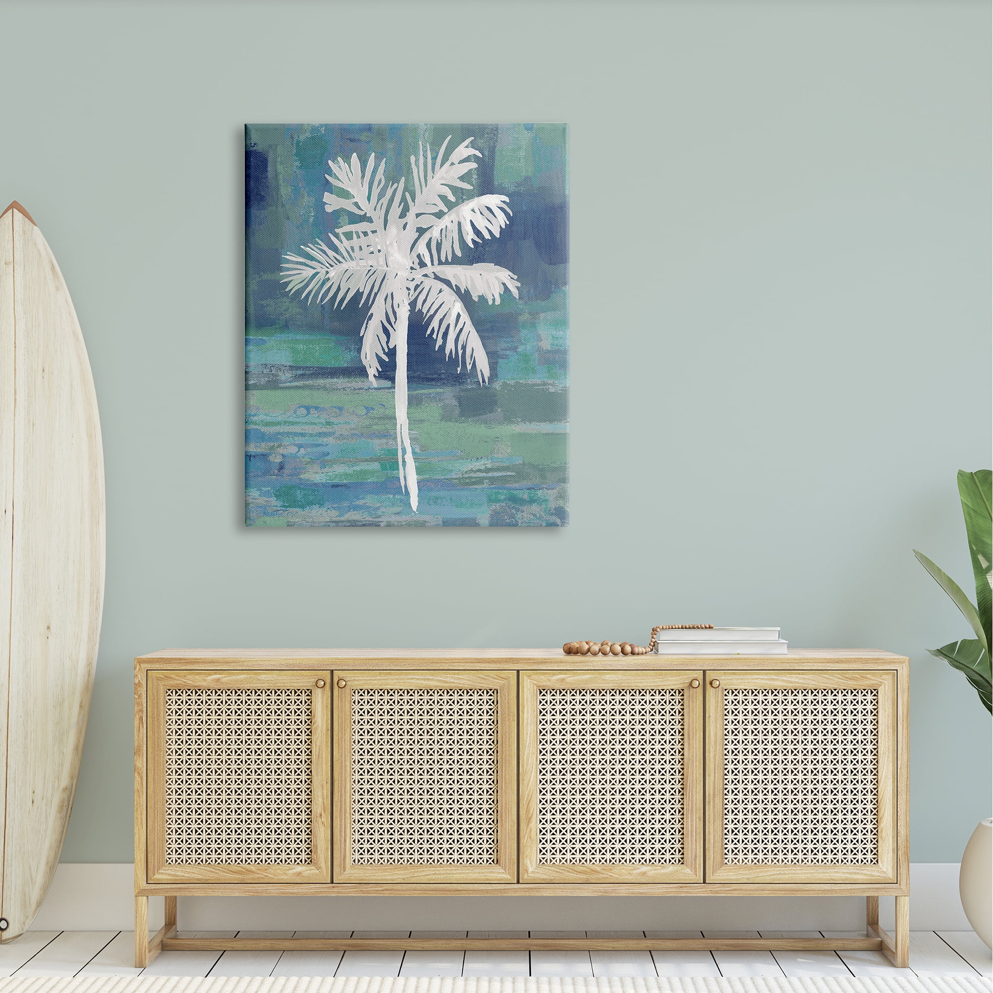 Stupell Industries White Palm Tree Leaves Abstract Green Background Canvas Wall Art, 36 x 48, Design by Kristen Dew