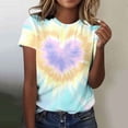 thumbnail image 2 of yeiolnoer Tie Dye Shirt for Women Hippie T-Shirt Short Sleeve Crewneck Tee Tops Vintage Vacation Outfit, 2 of 6