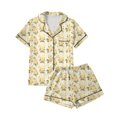 thumbnail image 4 of KLHDSF Womens 2 Piece Pajama Set Short Sleeve Top and Shorts Casual Summer Floral Loungewear Yellow M, 4 of 7