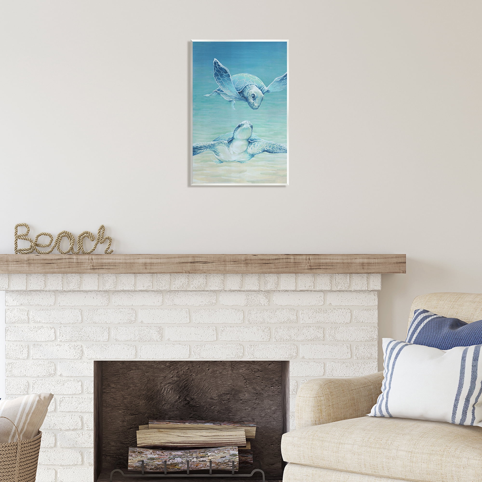 Stupell Industries Sea Turtles Gazing Animals & Insects Painting Unframed Art Print Wall Art, 13 x 19