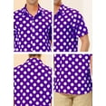 thumbnail image 6 of INSPIRE CHIC Men's Summer Polka Dots Shirt Button Down Short Sleeves Pattern Shirts XL Purple, 6 of 7