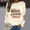 thumbnail image 2 of Unir Women Today's Good Mood Sponsored By Jesus Cross Sleeve Crewneck Sweatshirt Oversized Faith Fall Casual Layering Pullover Top 1PC S-XXL Plus Size Friendly, 2 of 4