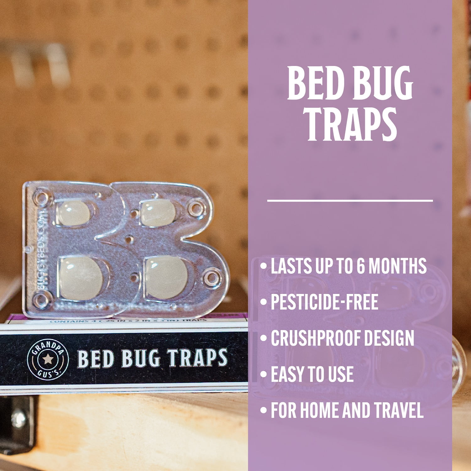Grandpa Gus's Bed Bug Traps for Indoor, Sticky Traps for Home and Travel, Early Alert Before Infestation, Pack of 12