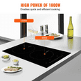 thumbnail image 2 of Electric Cooktop 2 Burner, 12'' Induction Stove Top 1800W, Built-in Magnetic Cooktop, 9 Heat Levels, LED Touch Screen, Child Lock & Overheat Protection, 2 of 6