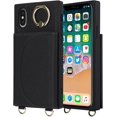 thumbnail image 3 of Crossbody Phone Cases for iPhone Xs Max with Card Holder for Women,iPhone Xs Max Case Wallet with Lanyard Strap,PU Leather Magnetic Clasp [360° Rotatable Ring Holder Kickstand],(Black), 3 of 16
