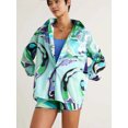 thumbnail image 4 of Women's Casual Two-Piece Set: Cotton-Linen Printed Shirt and Shorts, 4 of 6