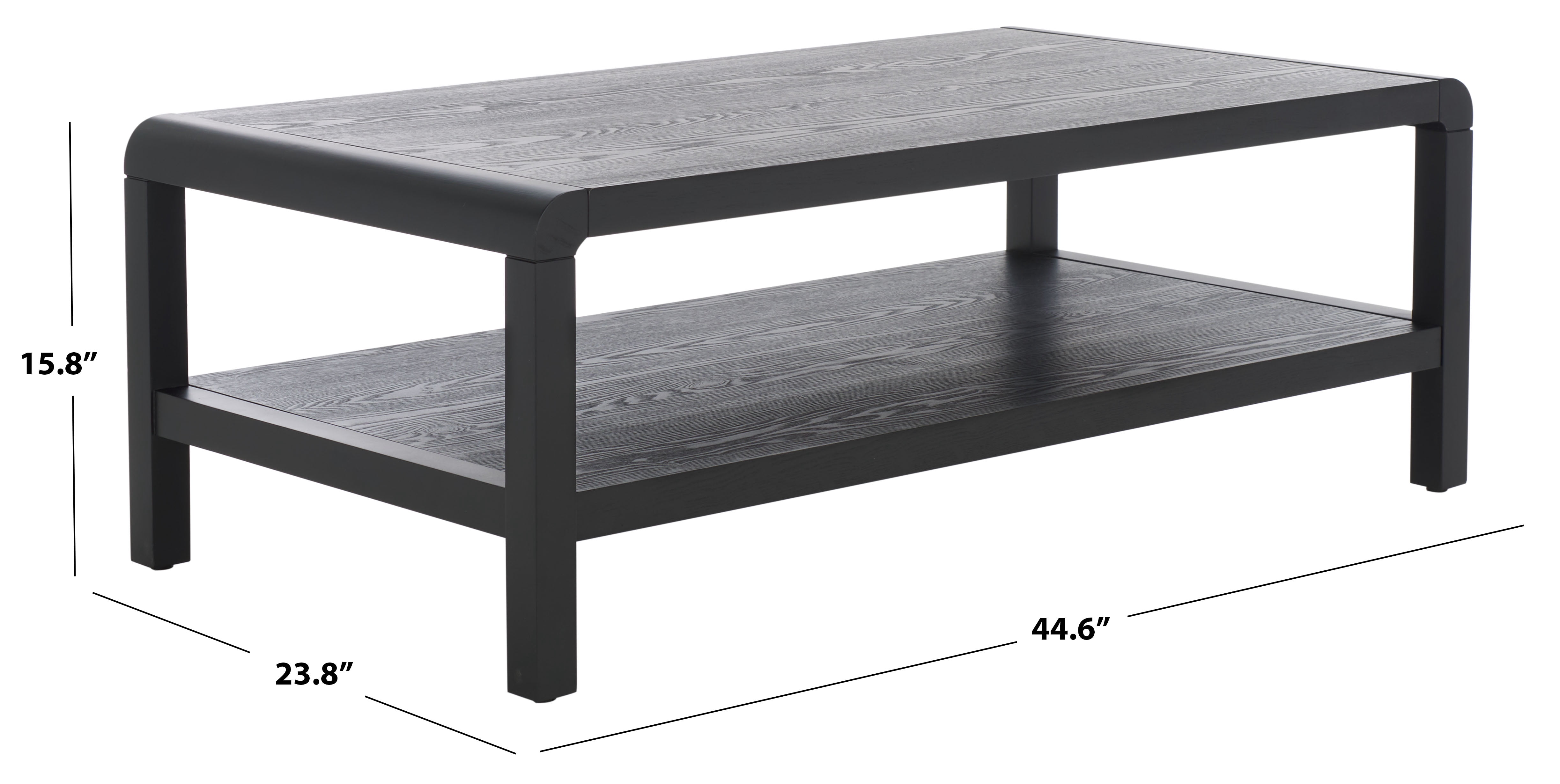 Safavieh Omara Glam 1 Shelf Pine Coffee Table, Black