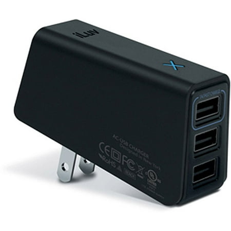 iLuv IAD217 Premium Quick Charge Compact Triple USB AC Charger - Power adapter - output connectors: 3 - black
