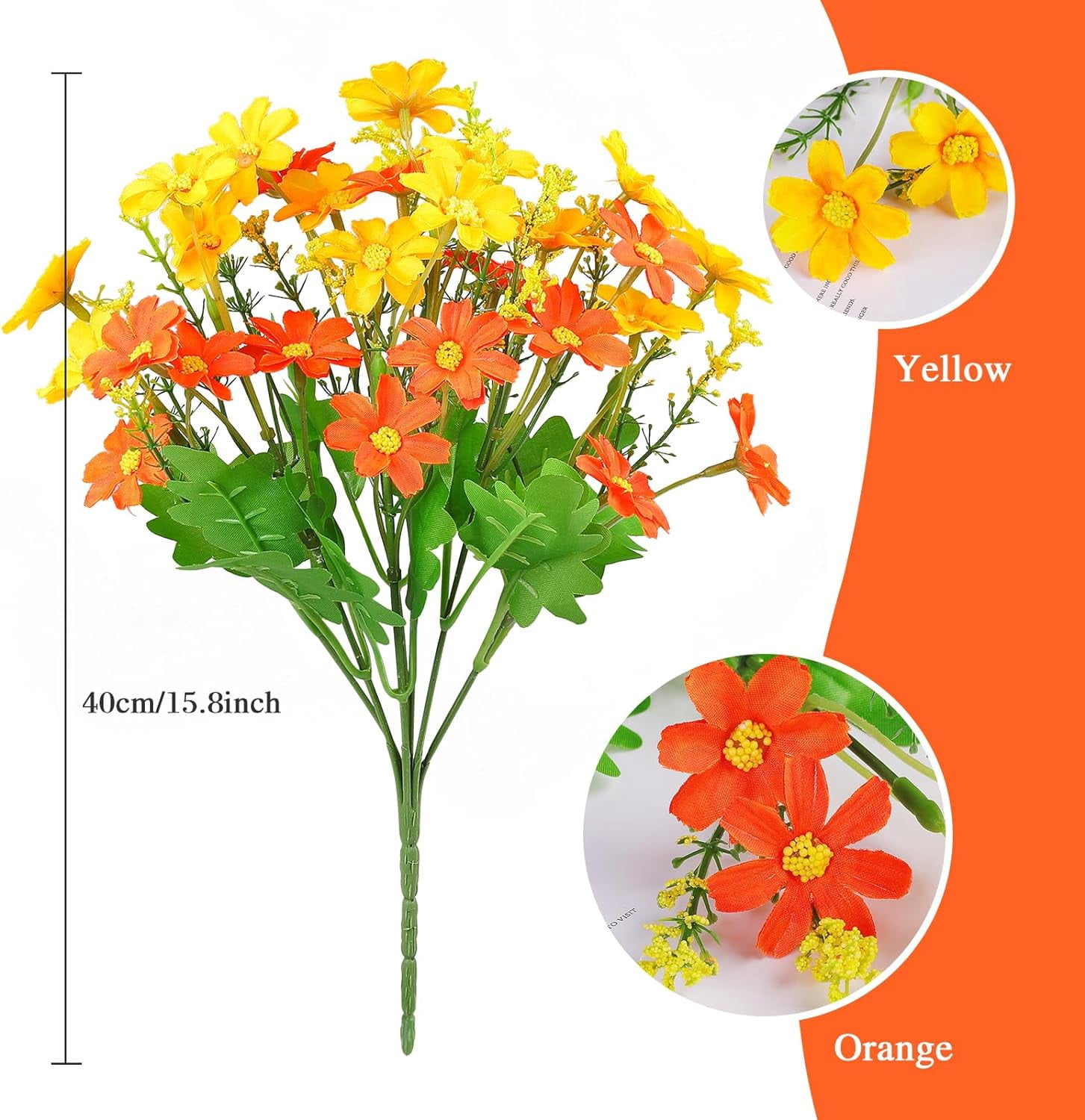 6 Bundles Wildflowers Fake Daisy Outdoor Artificial Flowers UV Resistant Silk Wild Flower Bouquets Bulk Faux Plants Plastic Greenery for Decoration Vase Floral Spring Home Decor