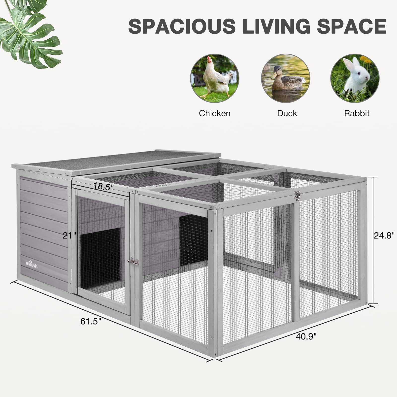 MEDEHOO Chicken Coop Large Wooden Rabbit Hutch Indoor Outdoor with 2 Living House ANG PVC Layer for Chicken, Hutch, Ducks