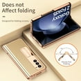 thumbnail image 5 of Dteck for Samsung Galaxy Z Fold 5 Case Hinge Protection Metal Stand Plating Leather Hybrid Full Body Protective Cover with S Pen Holder, Built-in Screen Protector All-Inclusive Cover,Gold, 5 of 8