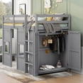 thumbnail image 4 of Harper & Bright Designs Twin Size Loft Bed with Wardrobe and Large Under-Bed Space, Solid Wood Loft Bed with Built-in Storage Cabinet & 2 Windows for Adults, Gray, 4 of 16