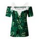 thumbnail image 5 of Blusa informal de manga corta con cuello en V y encaje con hombros descubiertos para mujer OAVQHLG3B Store  lin121212, 5 of 5