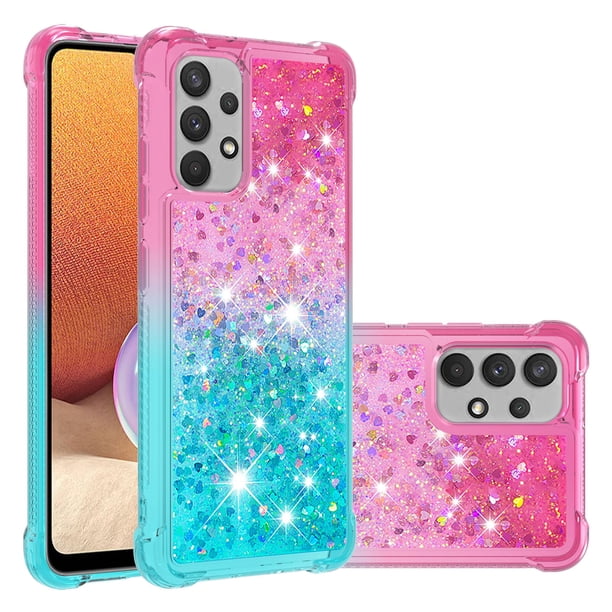 Funda para Samsung Galaxy A32 4G Transparente con Brillos Carcasa Protectora Antigolpes con Glitter Brillante