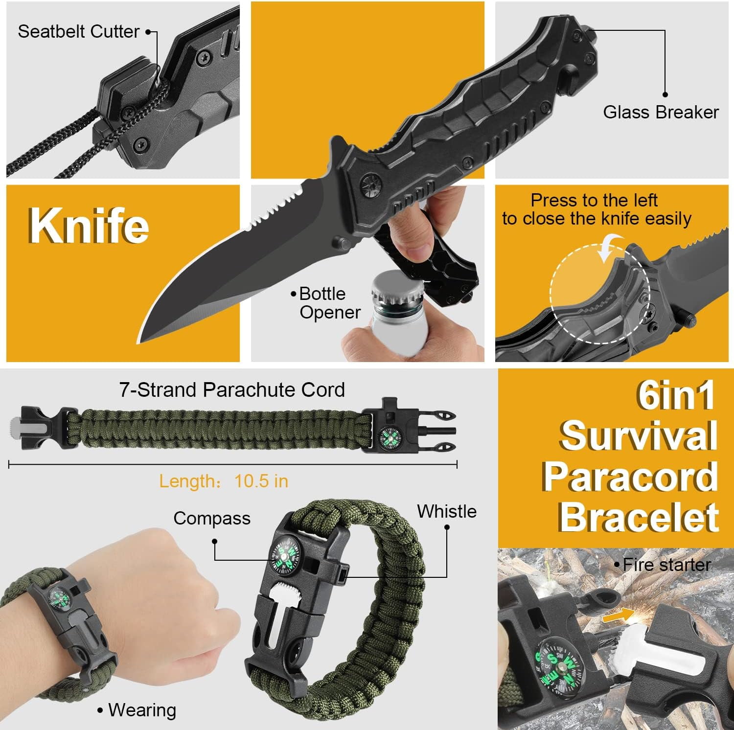 A house of tools Survival Kit, Gifts for Men Dad Husband, Emergency Survival Gear and Equipment 19 in 1, Fishing Hunting Birthday for Men, Camping Accessories, Cool Gadget, Camping Essentials