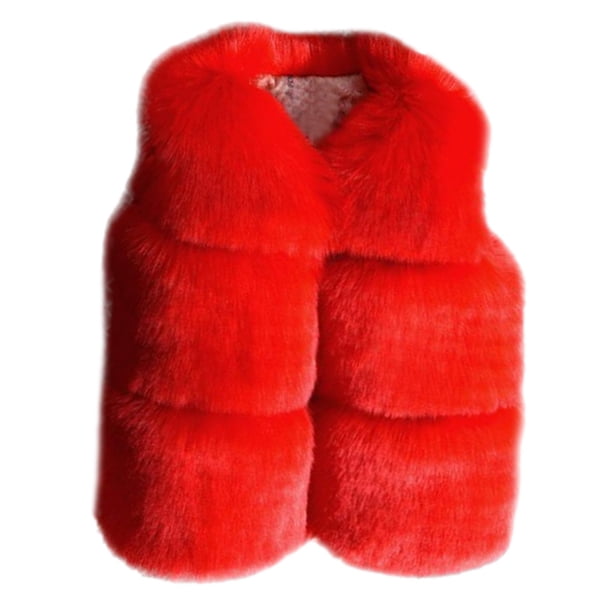Gibobby Chaqueta de invierno para niñosChaleco de imitación para niñas pequeñas, abrigo cálido de invierno, chaqueta, ropa gruesa(Rojo, 6 Años)