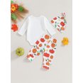 thumbnail image 4 of Wassery Baby Boy Halloween Clothes Set 3 6 12 18 Months Newborn Boys Letters Print Long Sleeve Crew Neck Romper Pumpkin Print Long Pants Hat 3PCS Infant Fall Outfits, 4 of 9