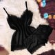 thumbnail image 4 of Conjunto de pijama sexy de seda para mujer: camisola y pantalones cortos de satén, tirantes ajustables con cuello en V, lencería para dormir y ocasiones especiales, tejido con mezcla de spandex, 4 of 8