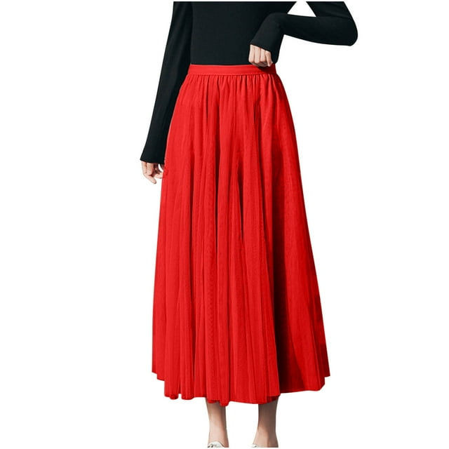 Faldas Para Mujer Moda Falda Sólida Correa Faldas Florales Para Mujer Falda Plisada de Cintura Alta de Malla Odeerbi ODB137341