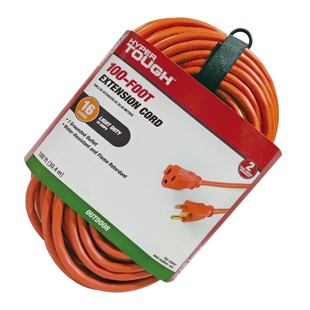 Hyper Tough 100FT 16AWG 3 Prong Orange Single Outlet Outdoor Extension