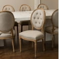 thumbnail image 6 of 2xhome - Set of 2 French Chic Vintage Style Dining Chairs With Upholstered Linen Fabric And Elegant Natural Rustic Wood Frame - Rattan Wicker Oval Back, 6 of 11