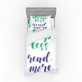 thumbnail image 1 of Saying Duvet Cover Set, Educational Funky Brushed Hand Lettering Sleep Less Read More, Bedding Set with Shams and Fitted Sheet, 3 Sizes, by Ambesonne, 1 of 3