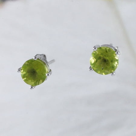 Beautiful Hawaiian Genuine Green Peridot Round Cut Earring, Sterling Silver Green Peridot Stud Earring, E8651 Birthday Valentine Mom Gift
