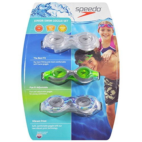 Speedo 3Pack Junior Swim Goggle Set, Clear/Green/Multi