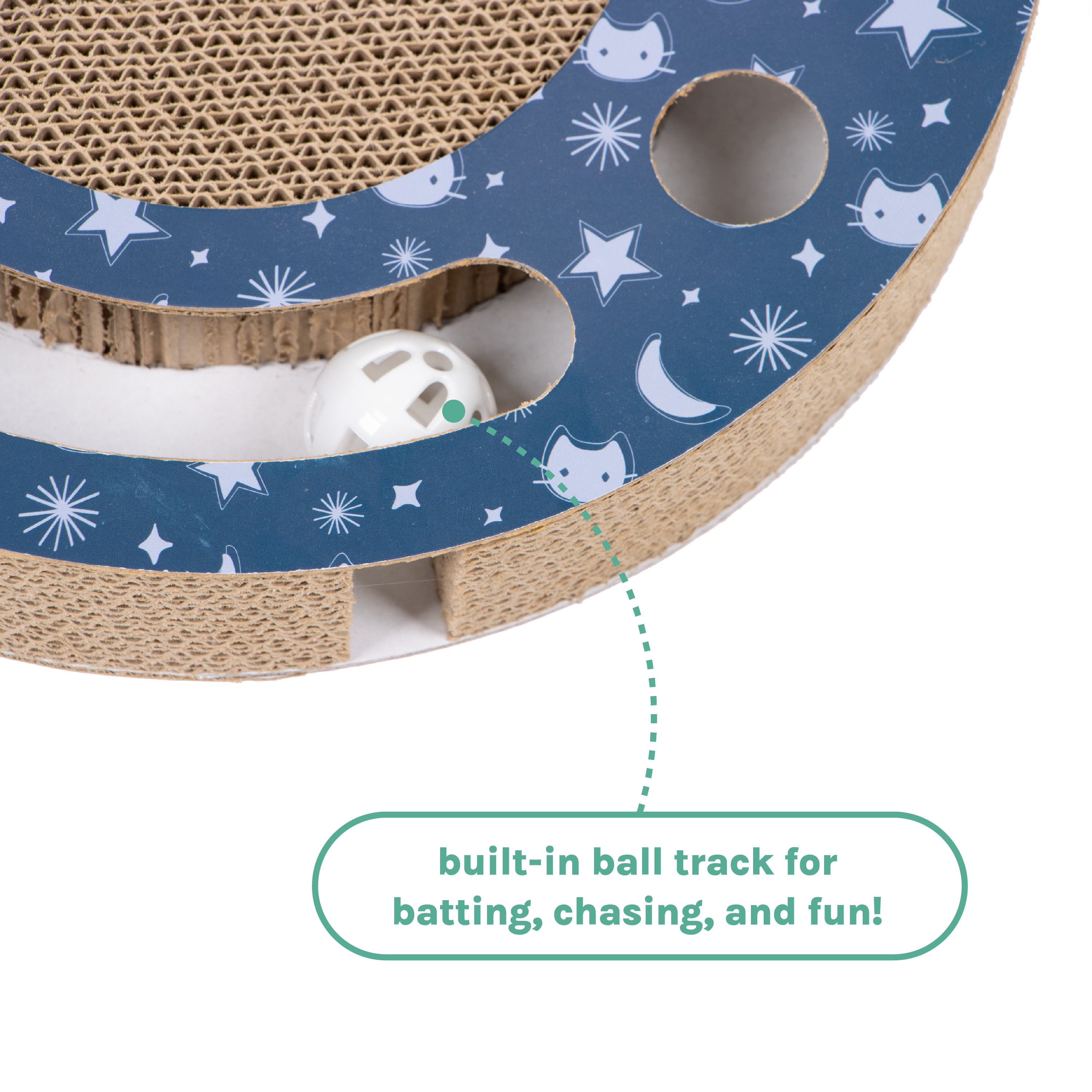 Kitty City Durable Cat Starry Night Corrugated Cardbaord Cat Scratch With Ball and Track, O/S