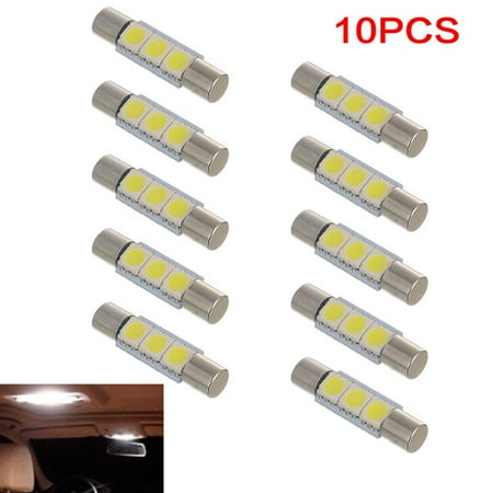 

10Pcs White LED 29mm 5050 3SMD Fuse Vanity Mirror Light Bulb for 6641 TS-14V1CP