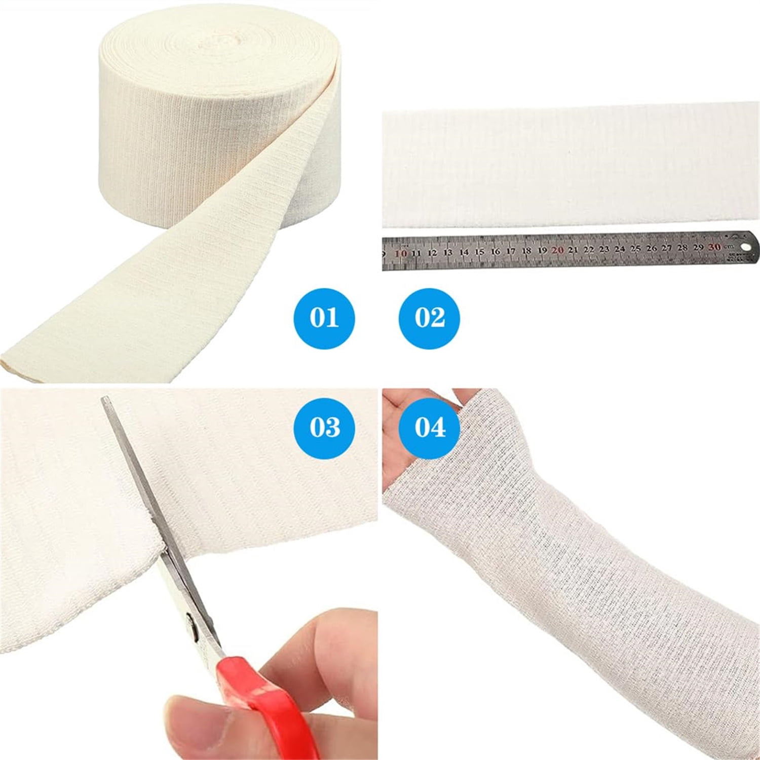 1 Roll Tubular Bandages,Elastic Bandage Sleeve Cotton Tubular Stockinette Gauze Roll for Cast Plaster Comfort Wear,Reusable Compression Support Bandage Roll for Joint Tissue (4 Inch X 11 Yard)