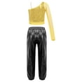 thumbnail image 2 of Doomiva Kids Girls Jazz Hip Hop Latin Dance Outfits Shiny Sequins Crop Tops with Harem Pants Tracksuit A Gold&Black 8, 2 of 5