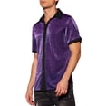 thumbnail image 4 of INSPIRE CHIC Father's Day Sheer Mesh Shirts for Men's See Through Short Sleeves Party Disco Shiny Metallic Shirts S Purple, 4 of 4