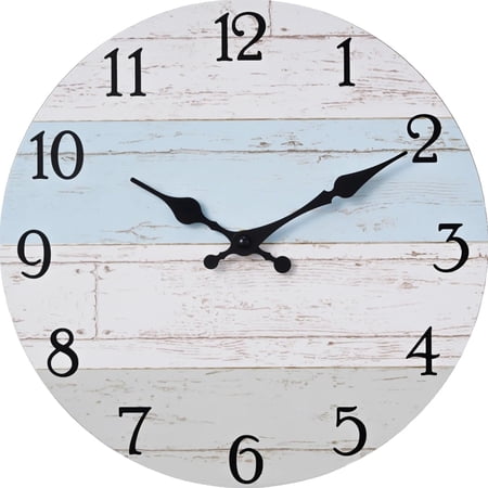 Wall Clock Battery Operated 8 Inch Gray Silent Non Ticking Country Rustic Design Vintage Retro Decorative for Bathroom Kitchen Bedroom