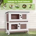 thumbnail image 4 of Aivituvin Rabbit Hutch Indoor, 36'' Bunny Hutch Outdoor, Mobile Rabbit Cage with Wheels, 2-Story Bunny Cage with 2 Pull Out Trays, Wooden Guinea Pig Cage (Brown), 4 of 9