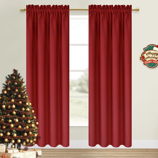 Cortina DWCN Térmica Aislante Opaca Roja 96x213 cm Juego de 2