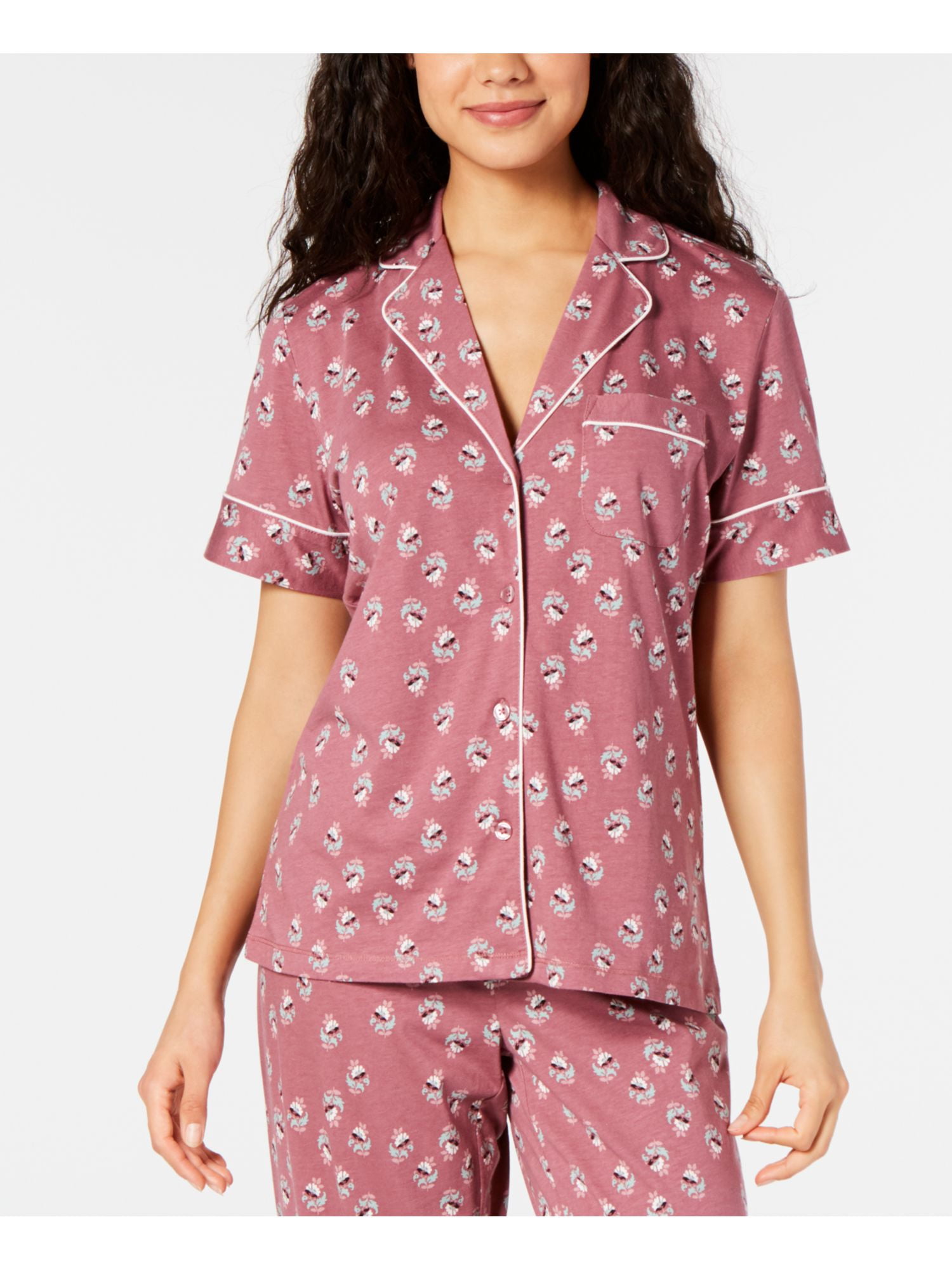 CHARTER CLUB Intimates Pink Floral Sleepwear Shirt Size: XS 