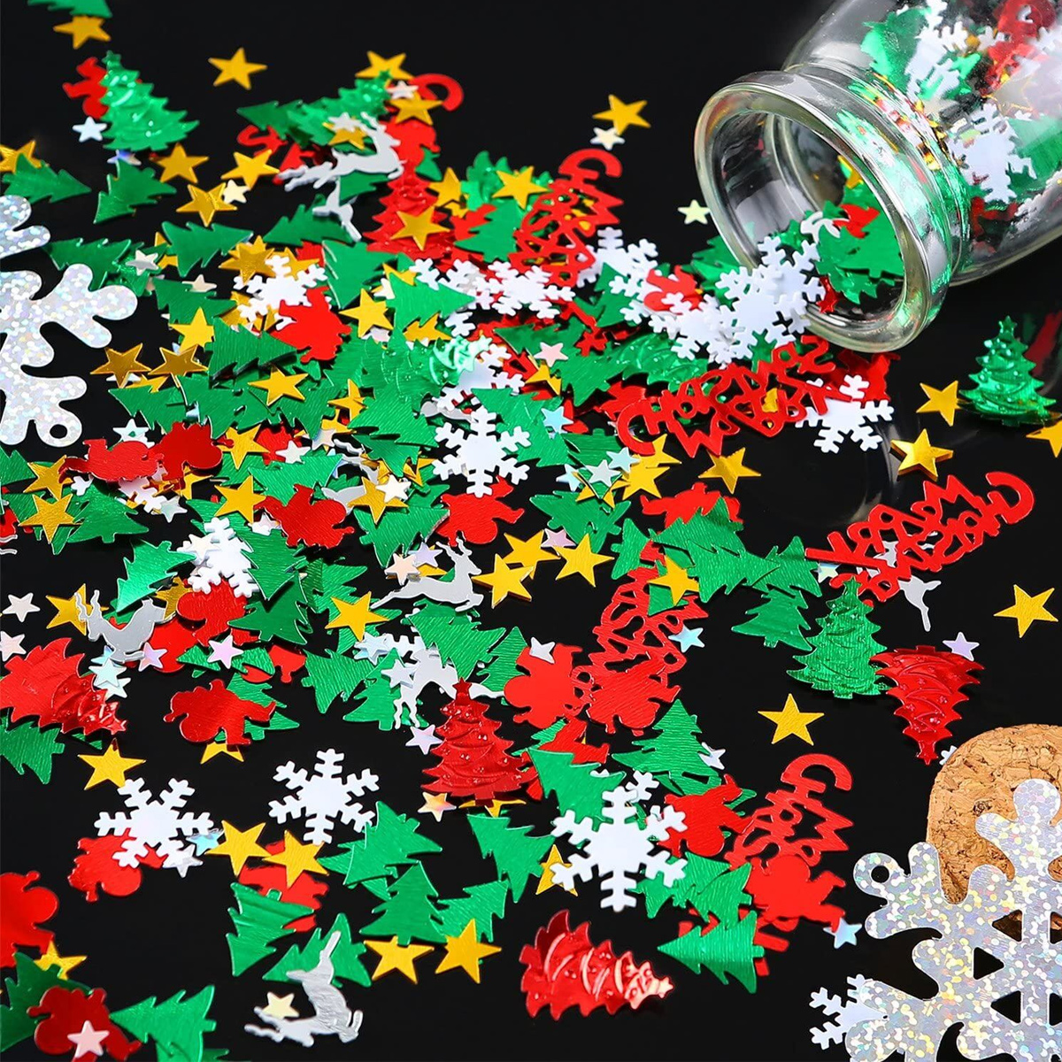 100 Décorations De Noël En Bois, Mini Confettis De Noël