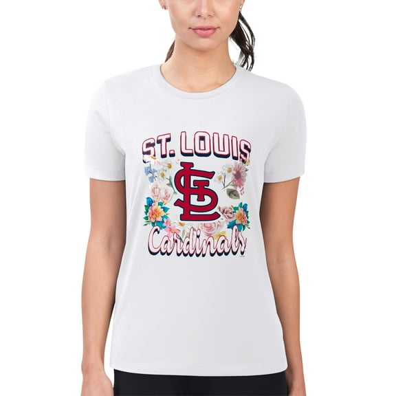 Women's G-III 4Her by Carl Banks White St. Louis Cardinals Flowers Graphic Fitted T-Shirt